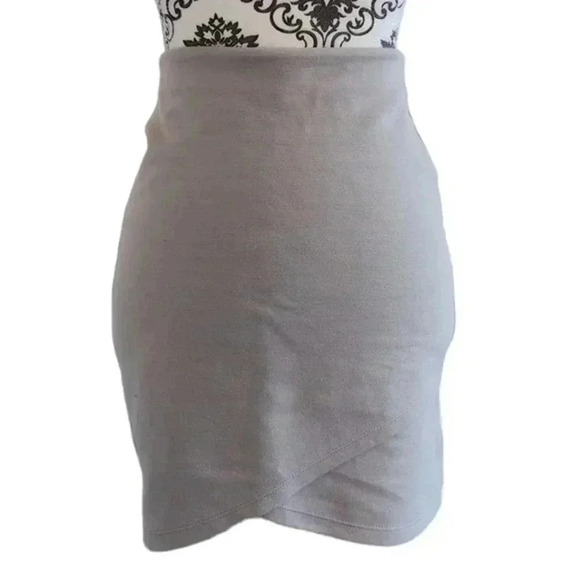 Aritzia Talula Primrose Faux Wrap Mini Skirt Taupe Stretch Y2K 90s Women Small - Picture 2 of 10
